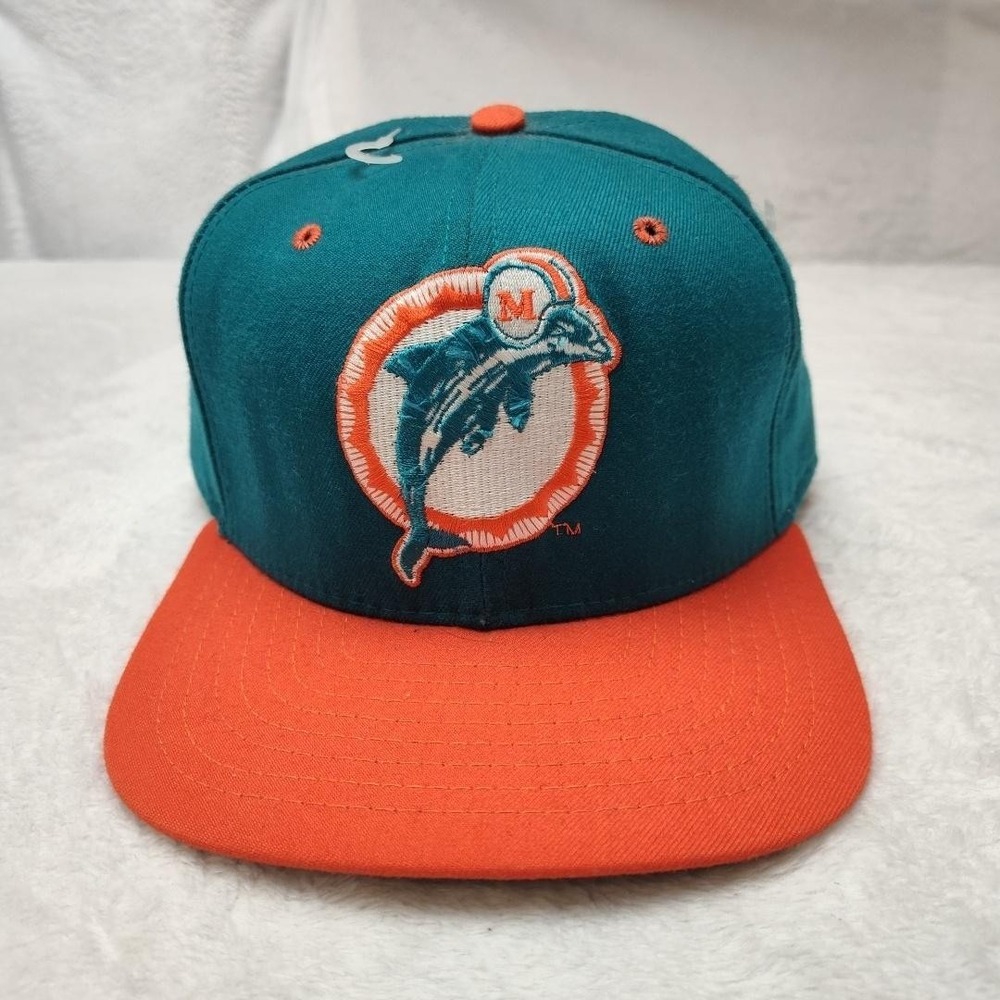 Vintage Miami Dolphins Hat Cap Snap Back Teal 90s NFL Fiber Optic New Era Pro